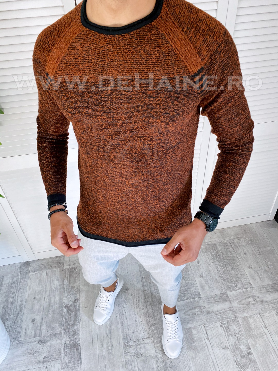 Pulover barbati maro gros slim fit zr t3707 86-2